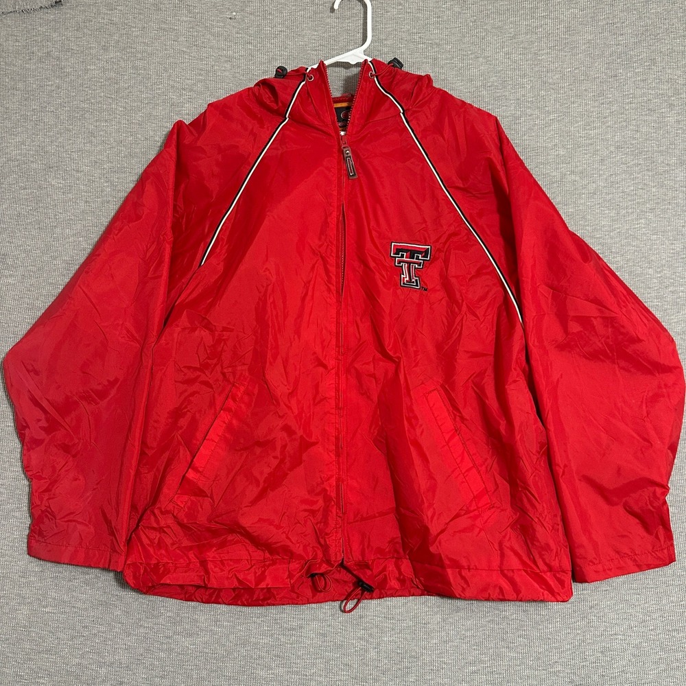 Colosseum Texas Tech Raiders Hooder Windbreaker Full Zip Red Mens Size Medium